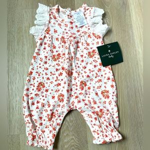 Laura Ashley Baby Lace Floral Onesie, Girl 0-3 Month Floral Onesie